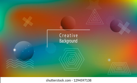 Color geometric gradient, futuristic background. Element of modern design wallpaper, background, packaging. Bright color lines, abstract shapes, dots.  Background in minimalist style.