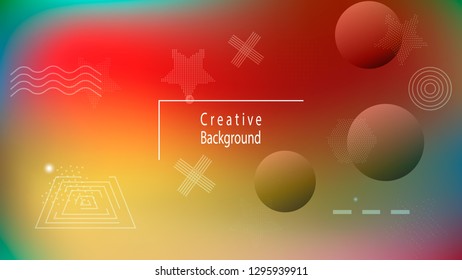 Color geometric gradient, futuristic background. Element of modern design wallpaper, background, packaging. Light colored lines, abstract shapes, dots. Background in minimalist style.