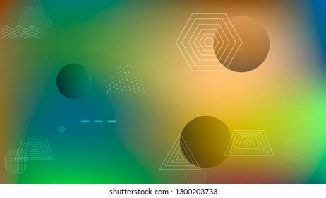 Color geometric gradient, futuristic background. The idea of modern wallpaper design, packaging. Creative colored lines, abstract shapes, dots. Background in minimalist style.