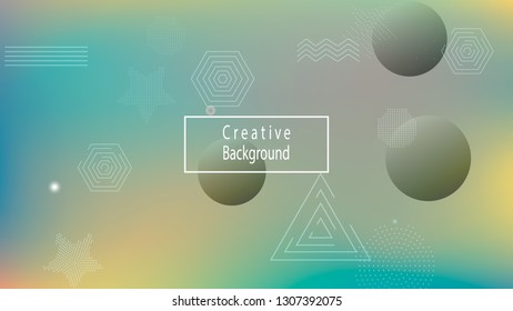 Color geometric gradient, futuristic background. Detail of modern wallpaper design, packaging. Creative colored lines, abstract shapes, dots. Background in minimalist style.