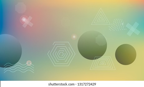 Color geometric gradient, futuristic background. The idea of modern wallpaper design, packaging. Creative colored lines, abstract shapes, dots. Background in minimalist style.