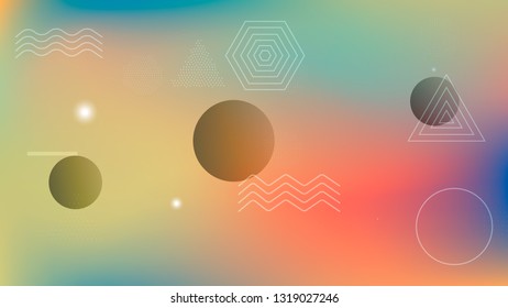 Color geometric gradient, futuristic background. Element of modern design wallpaper, background, packaging. Creative colored lines, abstract shapes, dots. Background in minimalist style.