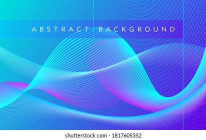 Gradiente geométrico de color, fondo futurista. Elemento de diseño moderno papel tapiz, fondo, empaque. Líneas de color luminosas, formas abstractas, puntos. Marco de estilo minimalista.