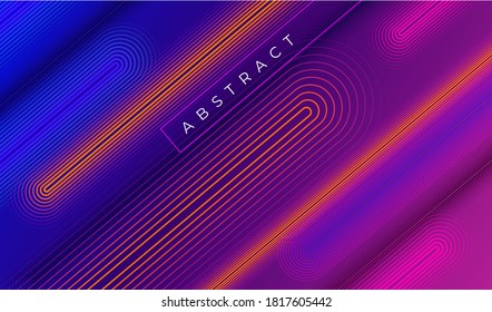 Color geometric gradient, futuristic background. Element of modern design wallpaper, background, packaging. Bright color lines, abstract shapes, dots. Background in minimalist style.