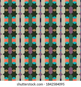 Color geometric ornamental seamless pattern for fabric and paper design
