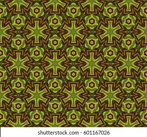 color geometric pattern in floral lace style. Ethnic ornament. Vector illustration. For modern interior design, fashion textile print, wallpaper, decor panel