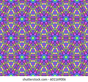color geometric pattern in floral lace style. Ethnic ornament. Vector illustration. For modern interior design, fashion textile print, wallpaper, decor panel