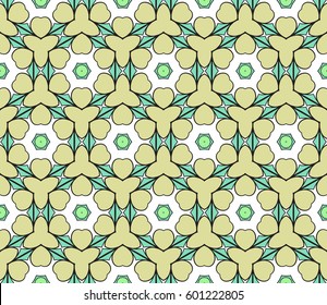 color geometric pattern in floral lace style. Ethnic ornament. Vector illustration. For modern interior design, fashion textile print, wallpaper, decor panel
