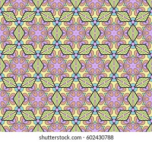 color geometric pattern in floral lace style. Ethnic ornament. Vector illustration. For modern interior design, fashion textile print, wallpaper, decor panel