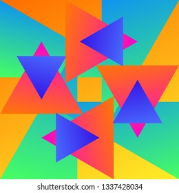 Color geometric pattern. Multicolored gradient abstraction with bright polygon. Minimal graphic background with simple shape and figure.