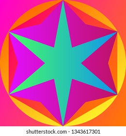 Color geometric pattern. Multicolored gradient abstraction with bright polygon. Minimal graphic background with simple shape and figure.