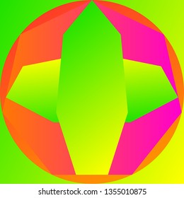 Color geometric pattern. Multicolored gradient abstraction with bright polygon. Minimal graphic background with simple shape and figure.