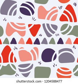 Color geometric seamless modern pattern, hand drawn vector illustration