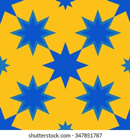 Color geometric seamless pattern with eight-pointed Christmas stars