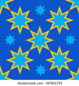Color geometric seamless pattern with eight-pointed Christmas stars