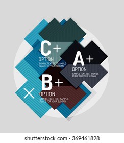 Color geometric shapes composition for option infographic