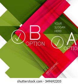 Color geometric shapes with option elements abstract background. Vector illustration