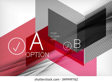 Color geometric shapes with option elements abstract background. Vector illustration