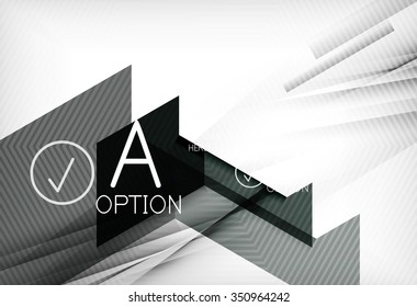 Color geometric shapes with option elements abstract background. Vector illustration