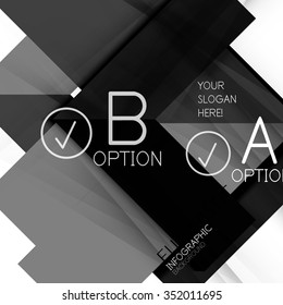 Color geometric shapes with option elements abstract background. Vector illustration