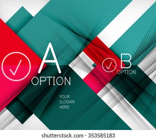 Color geometric shapes with option elements abstract background. Vector illustration