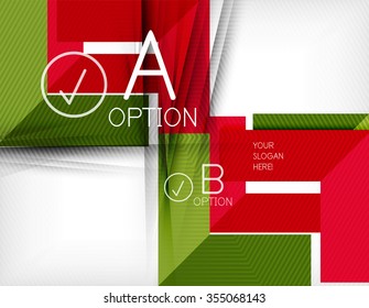 Color geometric shapes with option elements abstract background. Vector illustration