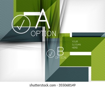 Color geometric shapes with option elements abstract background. Vector illustration