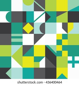 Color geometric shapes square pattern background. square pattern concept. green pattern tone