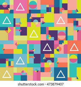 Color geometric shapes square pattern background.  Cloth patten concept