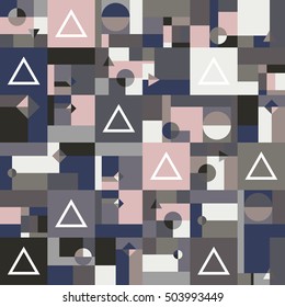 Color geometric shapes square pattern background.  Cloth patten concept