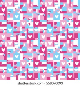 Color geometric shapes square pattern background. love patten concept.