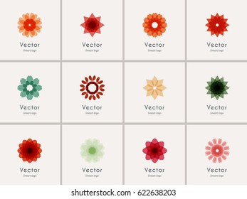 Color geometric symbols set. Vector ornamental emblems