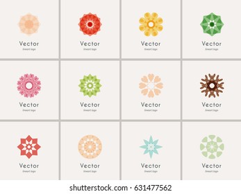Color geometric symbols set. Vector ornamental emblems