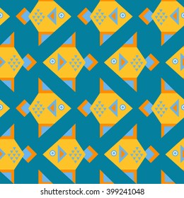 color geometrical vector seamless pattern with fishes