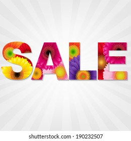 Color Gerbers Sale Banner, Vector Illustration