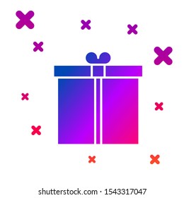 Color Gift box icon isolated on white background. Gradient random dynamic shapes. Vector Illustration
