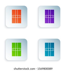 Color Gift box icon isolated on white background. Merry Christmas and Happy New Year. Set icons in square buttons. Vector Illustration
