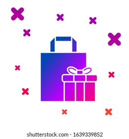Color Gift box icon isolated on white background. Gradient random dynamic shapes. Vector Illustration