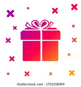 Color Gift box icon isolated on white background. Gradient random dynamic shapes. Vector Illustration