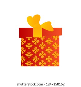 Color gift box with ribbon isolated Vector illustration.