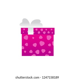 Color gift box with ribbon isolated Vector illustration.
