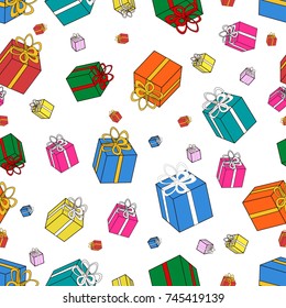 Color Gift Boxes Christmas Seamless Stock Vector (Royalty Free ...