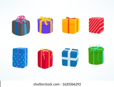 Color gift boxes vector clipart isolated on white