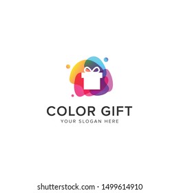 Color Gift Logo Vector Icon