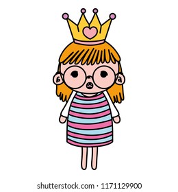 color girl child with glasses and metal crown