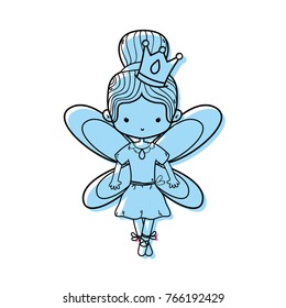 color girl dancing ballet with bun hair and wings