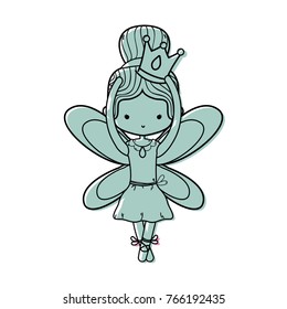 color girl dancing ballet with crown and wings design