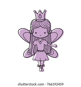 color girl dancing ballet with straight hair and wings