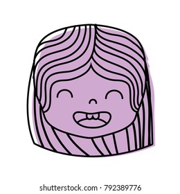 color girl head with hairstyle and smile face
