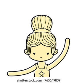 color girl practice ballet with bun hair design